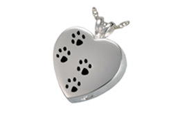 Paw Prints On My Heart Pendant – Sterling Silver Image